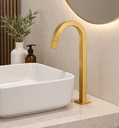 Ver imagem 3 de Torneira Tube de Mesa para Banheiro Lavabo Lavatório Bica Alta Quadrada Dourado Fosco Metal Premium