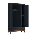Ver imagem 3 de Guarda Roupa Solteiro Madeira Maciça Rústico 3 Portas 2 Gavetas Azul Petróleo - Apaixone & Decore