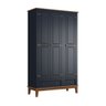 Guarda-roupa Rústico 3 Portas e 2 Gavetas - Madeira Maciça e Mdf - Azul Petróleo - 1