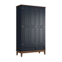 Ver imagem 1 de Guarda Roupa Solteiro Madeira Maciça Rústico 3 Portas 2 Gavetas Azul Petróleo - Apaixone & Decore
