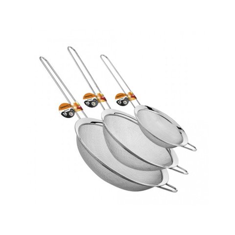 Kit Peneiras em aço inox 12, 16 e 18cm - Yazi