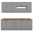 Ver imagem 1 de Cozinha Modulada 10 Pecas 240cm Ce792 Americana Henn Cinza Nature