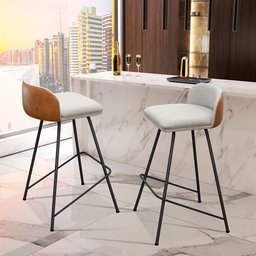 Kit 2 Banquetas para Balcão Cozinha Pés em Aço Nobre Varanda Bar Alta Luxo Sacada Hall Área Gourmet - 1