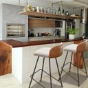 Ver imagem 6 de Kit 2 Banquetas para Balcão Cozinha Pés em Aço Nobre Varanda Bar Alta Luxo Sacada Hall Área Gourmet