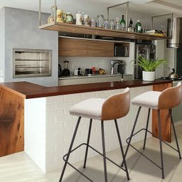 Kit 2 Banquetas para Balcão Cozinha Pés em Aço Nobre Varanda Bar Alta Luxo Sacada Hall Área Gourmet - 6