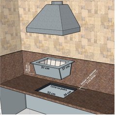 Kit Churrasqueira Coifa Inox Gourmet  Espetos Braseiro 45x30 - 4