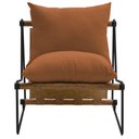 Ver imagem 4 de Kit Poltrona com Puff Turim Base Aço Preto Recouro Camel Poliéster Terracota - Nexta Casa