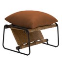 Ver imagem 3 de Kit Poltrona com Puff Turim Base Aço Preto Recouro Camel Poliéster Terracota - Nexta Casa