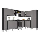 Ver imagem 2 de Armário Cozinha Modulada Completa de Canto 464cm Pequim Pop Multimóveis Mp3772 Preto/lacca Fumê