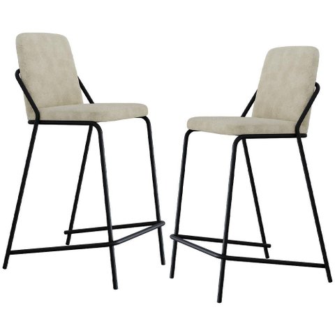 Kit 02 Banquetas Alta Bar Cozinha Sala de Jantar Loft Preto C01 Bouclê Vanilla - Lyam Decor