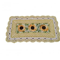 Tapete de Crochê Girassol Artesanal Amarelo - 1