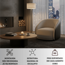 Ver imagem 6 de Poltrona Orgânica Giratória Luxuosa Bouclé Bege Corino Preto Design Moderno Sala Estar Quarto Hall