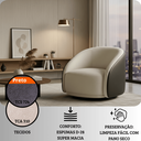 Ver imagem 5 de Poltrona Orgânica Giratória Luxuosa Bouclé Bege Corino Preto Design Moderno Sala Estar Quarto Hall