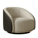 Ver imagem 2 de Poltrona Orgânica Giratória Luxuosa Bouclé Bege Corino Preto Design Moderno Sala Estar Quarto Hall