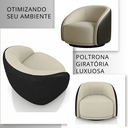 Ver imagem 3 de Poltrona Orgânica Giratória Luxuosa Bouclé Bege Corino Preto Design Moderno Sala Estar Quarto Hall