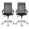 2x Cadeira de Escritório Presidente Giratória Esteirinha Charles Eames Preta Mesh - Kit - 1