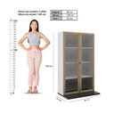 Ver imagem 5 de Armário Aéreo Berlim 80cm 2 Portas MDP Vidro Café e Branco Ditália