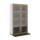 Ver imagem 1 de Armário Aéreo Berlim 80cm 2 Portas MDP Vidro Café e Branco Ditália