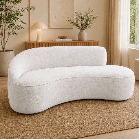 Sofá Luxuoso Sala de Estar 150cm Lado Direito Bouclé Solenne