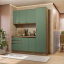 Ver imagem 1 de Armário de Cozinha Compacta 100% Mdf 190cm Nogueira/verde Celeste Kappesberg