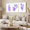 Ver imagem 3 de Kit 3 Quadro Decorativo Flores Roxo Sala Quarto Moderno Arte 28x20cm
