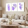 Kit 3 Quadro Decorativo Flores Roxo Sala Quarto Moderno Arte 28x20cm - 3
