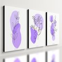 Ver imagem 1 de Kit 3 Quadro Decorativo Flores Roxo Sala Quarto Moderno Arte 28x20cm