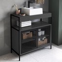 Ver imagem 1 de Gabinete de Banheiro 80cm Industrial com Cuba Liny Grafite Z54 - Mpozenato