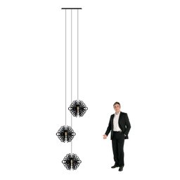 Lustre Pendente Para Sala Pé direito Duplo Trio Arabesques Preto - 1
