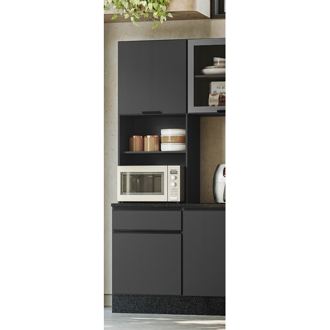 Paneleiro Duplo 2 Portas 1 Gaveta Etna - Grafite Poliman