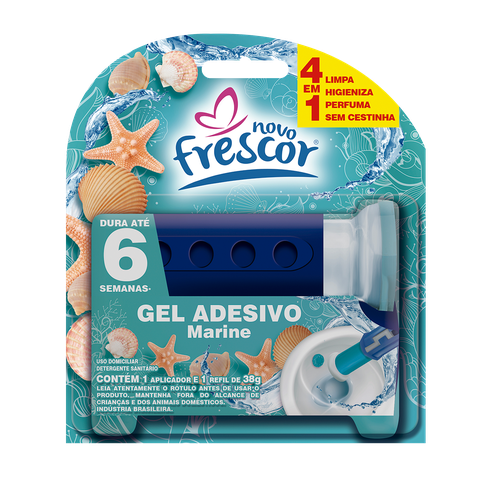 Kit 3 Unidades Detergente Sanitários Gel Adesivo 38g com Aplicador Novo Frescor Dura até 6 Semanas F