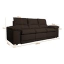 Ver imagem 2 de Sofá Plaza 2,30m com Molas no Assento Retrátil e Reclinável Velosuede - Netsofas - Marrom