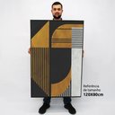 Ver imagem 2 de Quadro Decorativo em Canvas Geométrico Gold Lines TaColado Moldura Flutuante 4,5cm Freijó 120 x 80cm