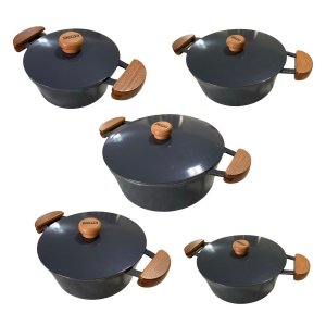 Panelas Alumínio Fundido Jogo 5 Peças Tampa Alumínio Forte