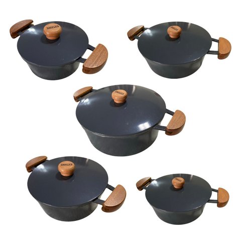 Panelas Alumínio Fundido Jogo 5 Peças Tampa Alumínio Forte