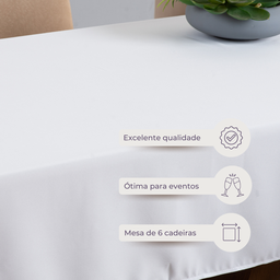 Toalha de Mesa 6 Lugares Tecido Oxford Liso 1 Peça Básica Cozinha Mesa de Jantar Branco - 7
