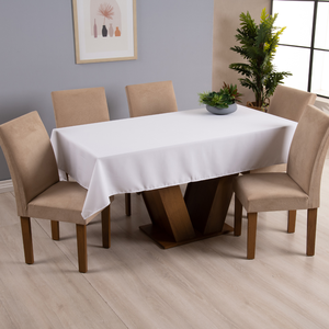 Toalha de Mesa 6 Lugares Tecido Oxford Liso 1 Peça Básica Cozinha Mesa de Jantar Branco