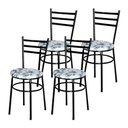 Ver imagem 1 de 4 Cadeiras para Cozinha Epoxi Preta Assento Floral Cor:floral Branco