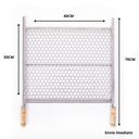 Ver imagem 2 de Grelha Inox Moeda para Churrasco 40x50 Cabo de Madeira