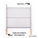 Ver imagem 3 de Grelha Inox Moeda para Churrasco 40x50 Cabo de Madeira