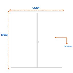 Janela de Alumínio de Correr 100x120cm Vidro Liso Linha Soft MGM - 12