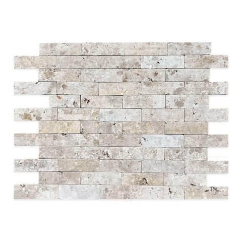 Revestimento Pedra Natural Tijolinho Travertino Anticato 7x23cm Mattone