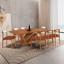 Ver imagem 1 de Sala de Jantar Mesa Vênus 240cm Tampo Laminado Canto Barril e 8 Cad Noronha Premium