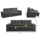 Ver imagem 2 de Sofá Retrátil e Reclinável 3 Lugares 2,30m com Molas Milão Suede Cinza Mirra Decor