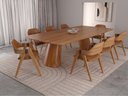 Ver imagem 1 de Sala de Jantar Santorini 220cm com 8 Cadeiras Madeira Maciça Ravena Cinamomo Courino Terracota