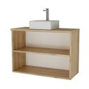 Ver imagem 4 de Gabinete de Banheiro 90cm x 65cm Nature Marrom/Carvalho/Branco