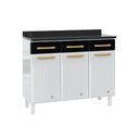 Ver imagem 1 de Gabinete de Cozinha Modulado Balcão Diamante 3 Portas e 3 Gavetas c/ Tampo 105cm Branco/Preto -