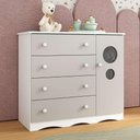 Ver imagem 1 de Cômoda Infantil 95cm 1 Porta com Vidro e 4 Gavetas Sonho Multimóveis Mp4474 Branco-off White