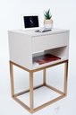 Ver imagem 2 de Mesa de Cabeceira Industrial 30 Base Dourada - Enviamos Montado