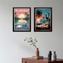 Ver imagem 2 de Kit 2 Quadros Decorativos Florida Miami 24x18cm:moldura Branca